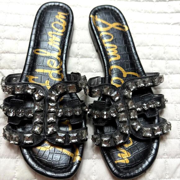 Sam Edelman Embellished Slide Sandal Black Size  8.5 - Picture 1 of 11